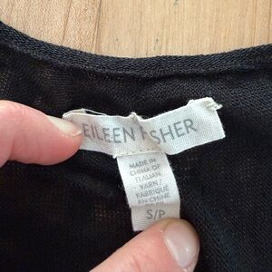 Eileen Fisher Classic Black Linen Knit Sweater with Beautiful Drape